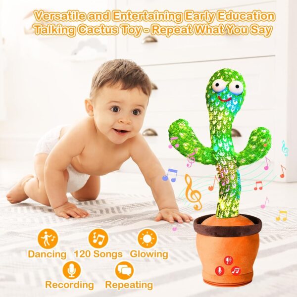 Fun & Interactive Dancing Cactus Toy – Talking, Singing, & Mimicking | Happy Sad Cactus Dog Toy | C                              actus Jack Toy for Kids & Adults - Image 2