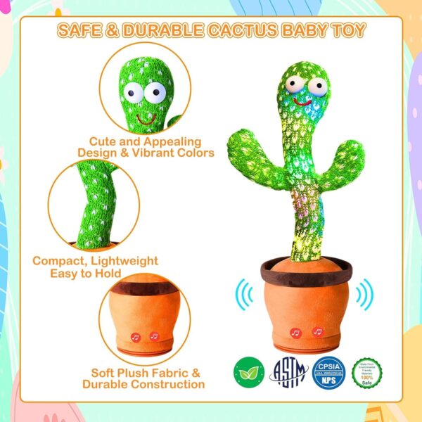 Fun & Interactive Dancing Cactus Toy – Talking, Singing, & Mimicking | Happy Sad Cactus Dog Toy | C                              actus Jack Toy for Kids & Adults - Image 5