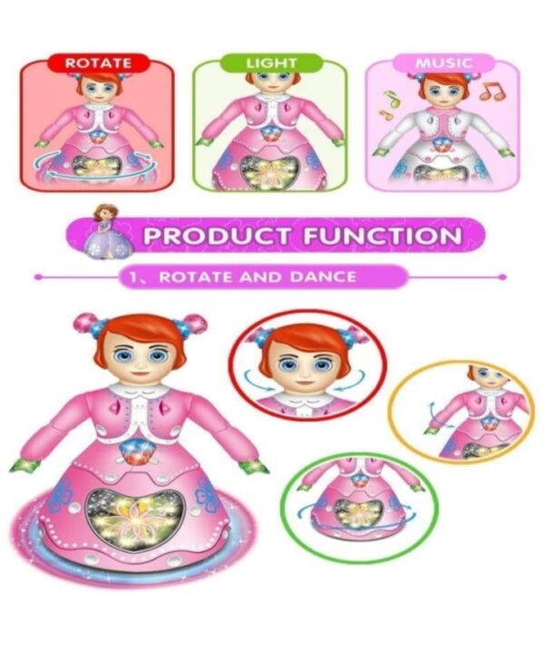 ✨ Musical Dancing Princess Doll – Twirling Ballerina with Lights & Music | Rotating Toy for Kids | Spinning Fairy Doll with 360° Movement & Flashing LED Lights | Fun Gift for Girls & Boys ✨ - Image 4